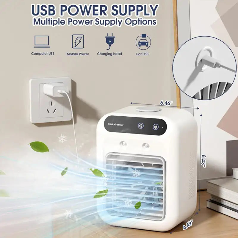 Mini Portable Air Conditioner Cooler Humidifier 2Wind Speed Humidifier Usb Cooling Fan Air Adjustment Fan Office Home Fan